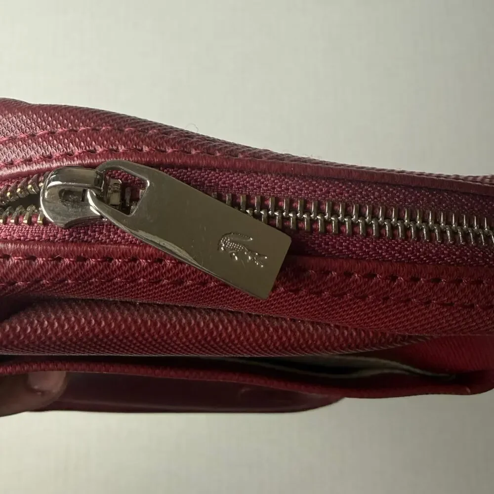 Lacoste Crossbody Bag - Burgundy with Blue Strap